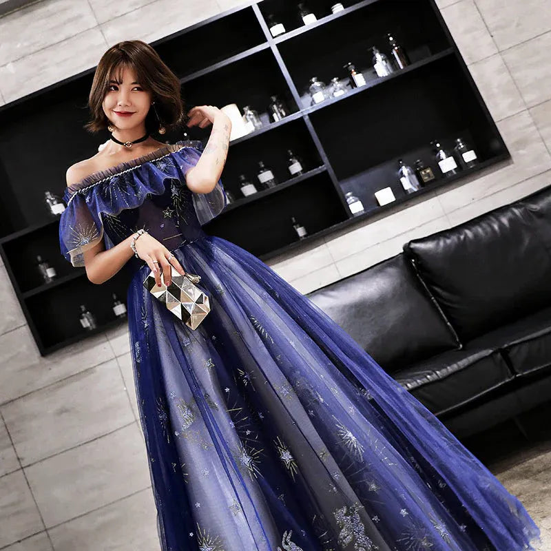 Gorgeous Ball Gown Off the Shoulder Sleeveless Tulle Floor-Length Prom Dress