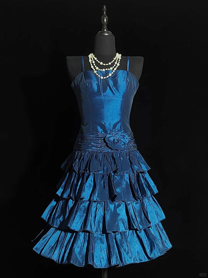 Gorgeous Ball Gown Spaghetti Straps Sleeveless Pleated Backless Satin Short-Mini Homecoming Dress