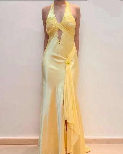 Gorgeous Mermaid Halter Neck Sleeveless Backless Floor-Length Prom Dress