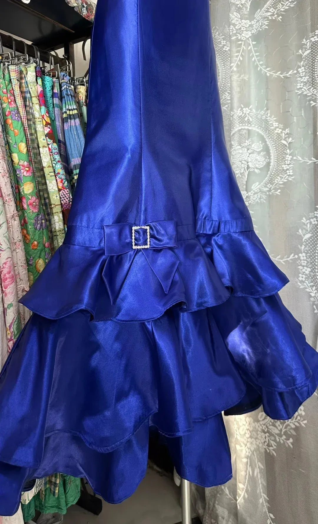 Gorgeous Mermaid/Trumpet Strapless Sleeveless Satin Floor-Length Backless Prom Dress