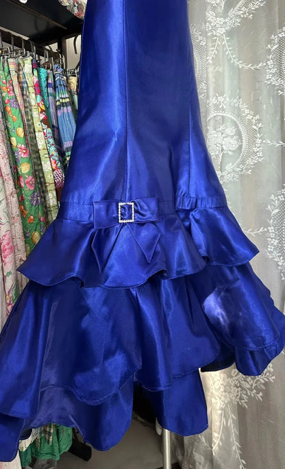 Gorgeous Mermaid/Trumpet Strapless Sleeveless Satin Floor-Length Backless Prom Dress