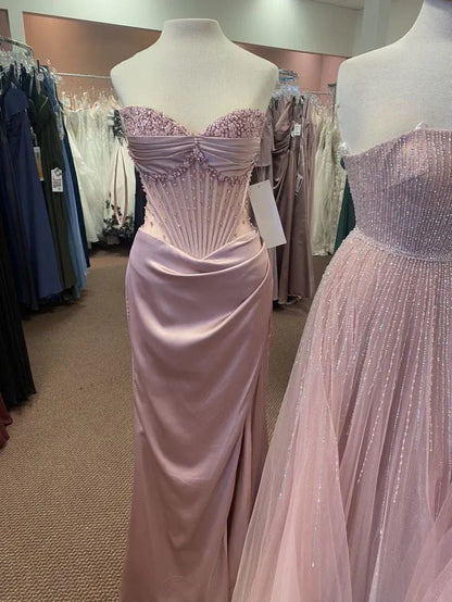 Gorgeous Mermaid/Trumpet Strapless Sleeveless Satin Lace Up Floor-Length Prom Dress