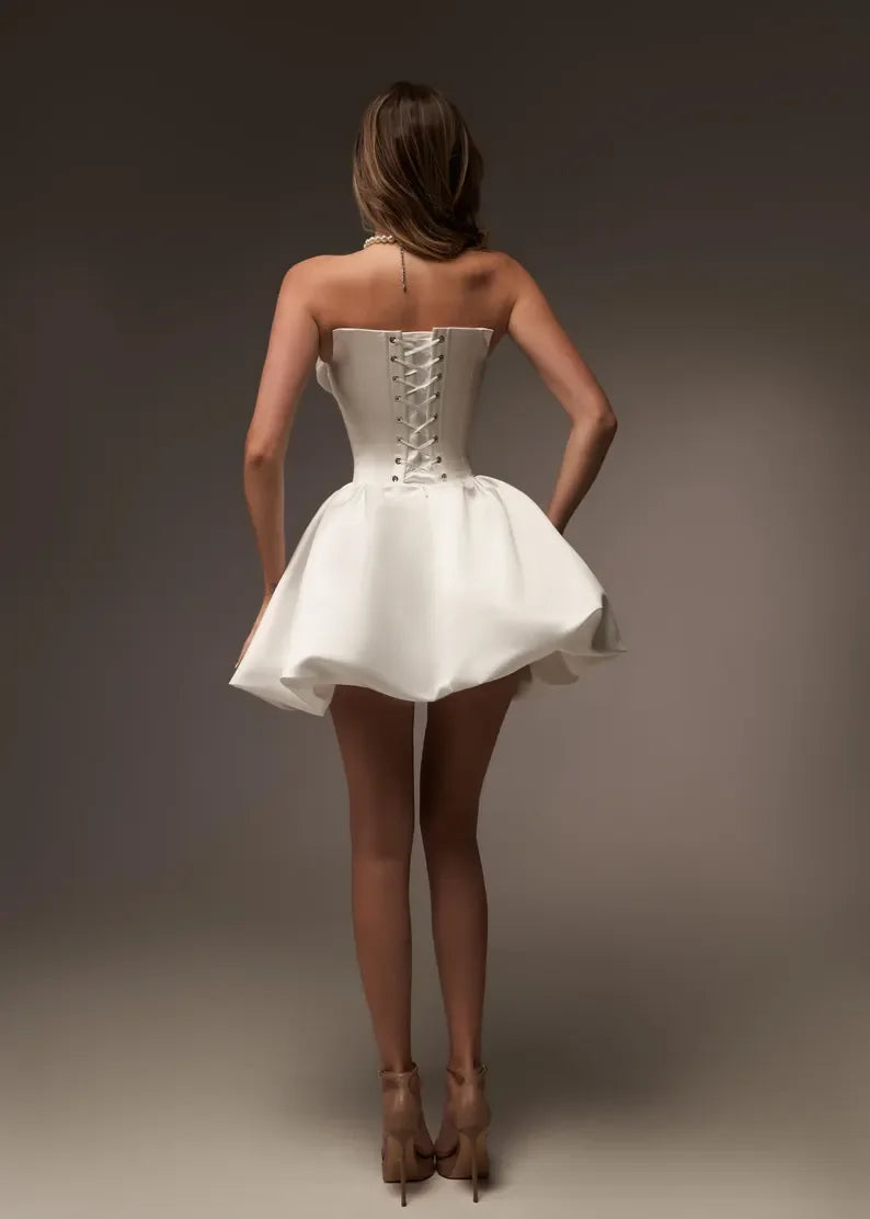 Gorgeous A-Line Strapless Sleeveless Lace Up Short-Mini Homecoming Dress