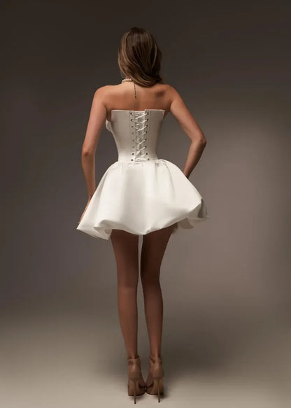 Gorgeous A-Line Strapless Sleeveless Lace Up Short-Mini Homecoming Dress