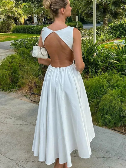 Graceful A-Line Boat Neck Sleeveless Pleated Satin Ankle-Length Prom Dress