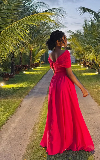 Graceful A Line Off the Shoulder Sleeveless Satin Pleated Floor-Length Prom Dress