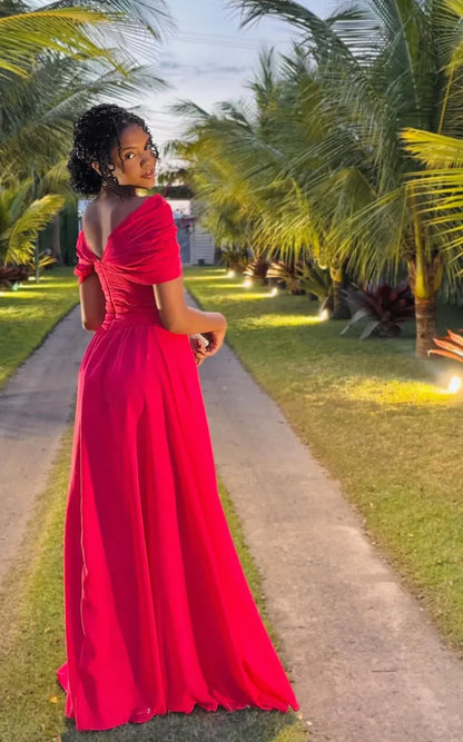 Graceful A Line Off the Shoulder Sleeveless Satin Pleated Floor-Length Prom Dress