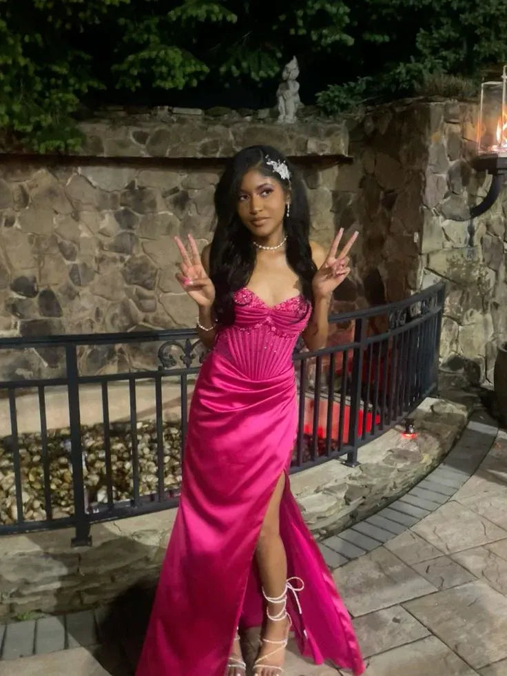 Graceful Mermaid V Neck Sleeveless Chiffon Beaded Floor-Length Prom Dress
