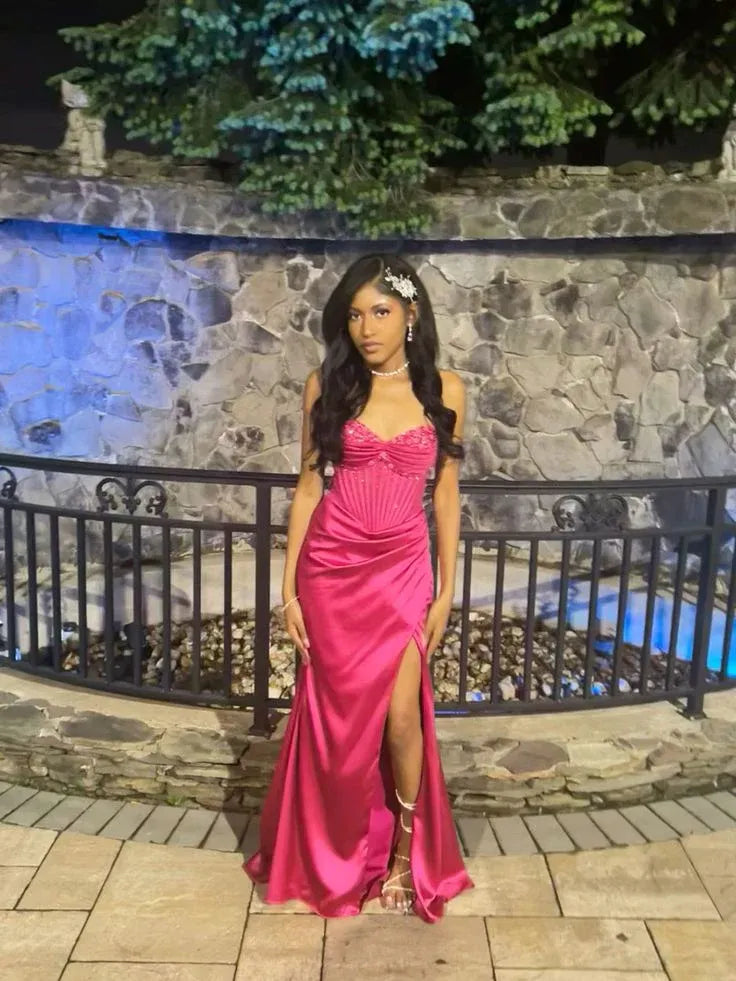 Graceful Mermaid V Neck Sleeveless Chiffon Beaded Floor-Length Prom Dress