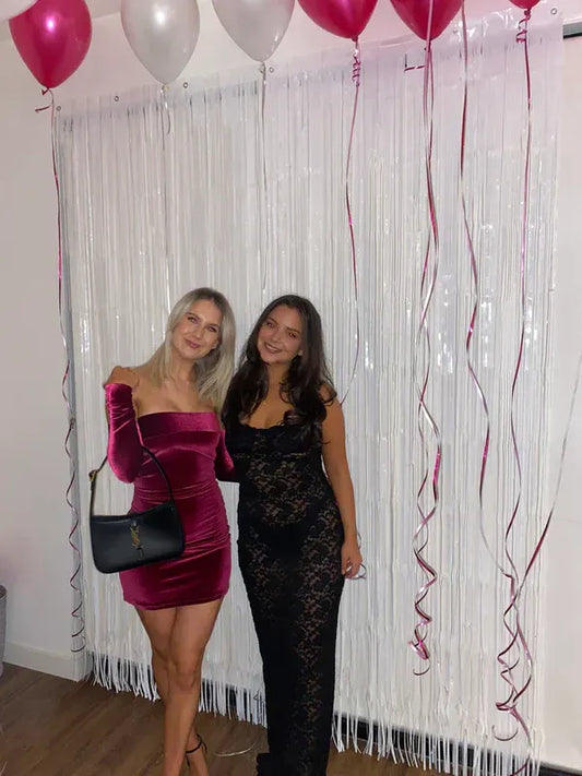 Graceful Off Shoulder Long Sleeve Bodycon Pleated Velvet Short-Mini Homecoming Dress