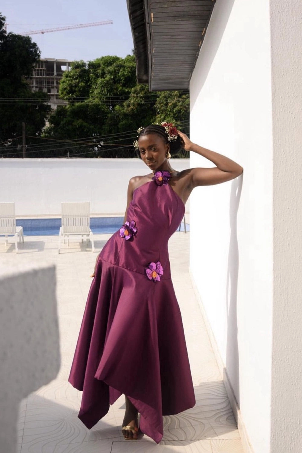 Graceful Ball Gown Halter Neck Sleeveless Lace Up Satin Floor-Length Prom Dress