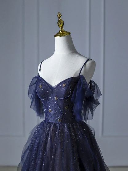 Gradient A-line V Neck Sleeveless Lace Up Floor-Length Prom Dress