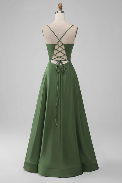 A-Line Spaghetti Satin Bridesmaid Dress Slip Dress