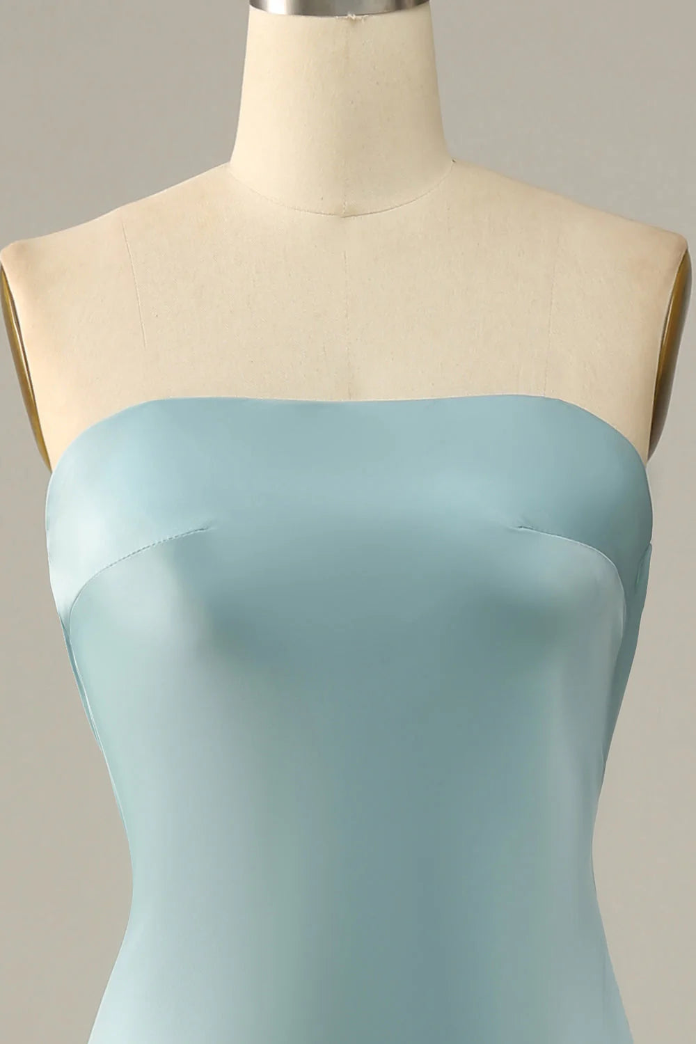 Mermaid Blue Gray Satin Bridesmaid Dress