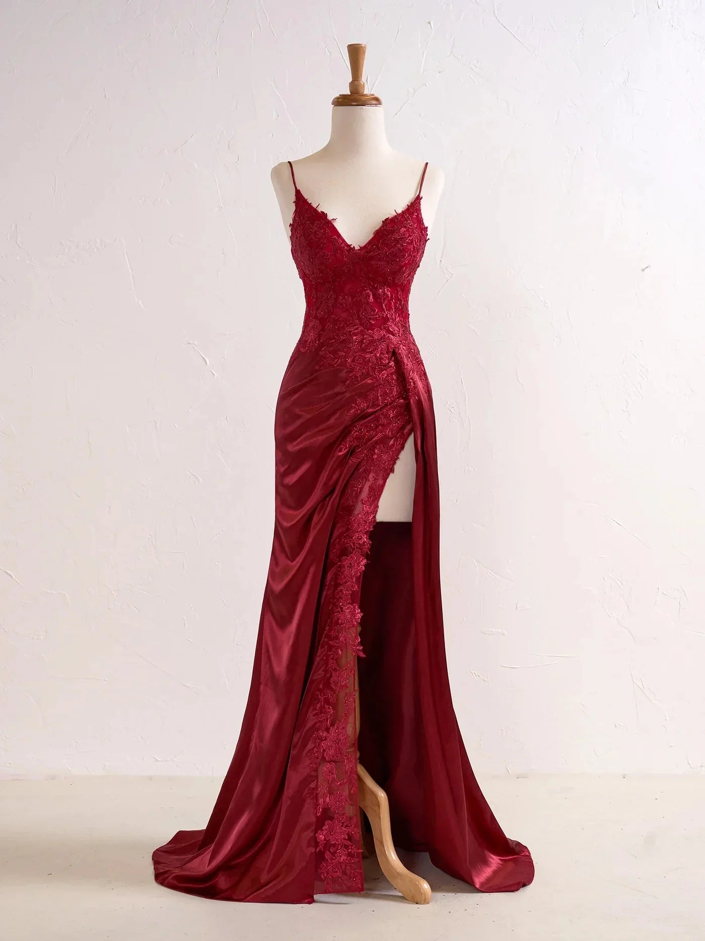 Hot Black Long Prom Dress Lace V Neck Formal Dresses A Line High split