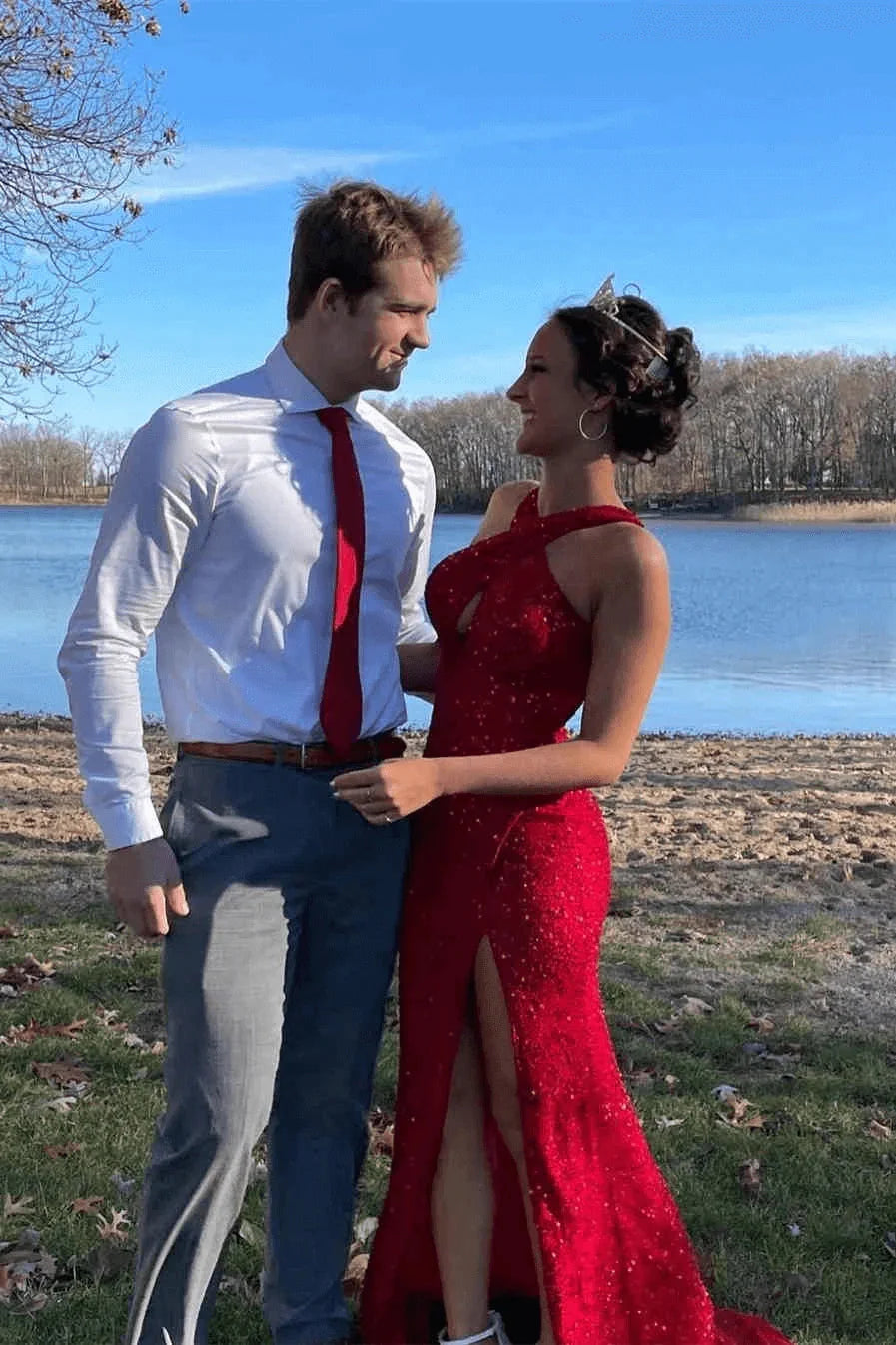 Hot Black Sequin Prom Dress Fitted Sleeveless Formal Dress with Slit
