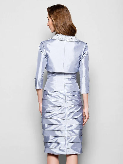Mother of the Bride Dress Convertible Dress Strapless Knee Length Taffeta Length Sleeve with Ruched Beading