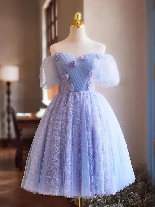 Lavender Appliques Sequins Party Dress Beautiful A-Line Short Prom Dress