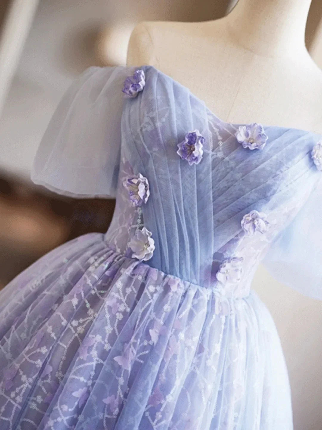 Lavender Appliques Sequins Party Dress Beautiful A-Line Short Prom Dress