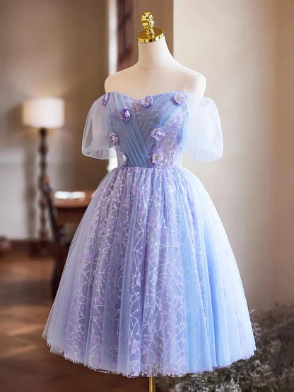 Lavender Appliques Sequins Party Dress Beautiful A-Line Short Prom Dress