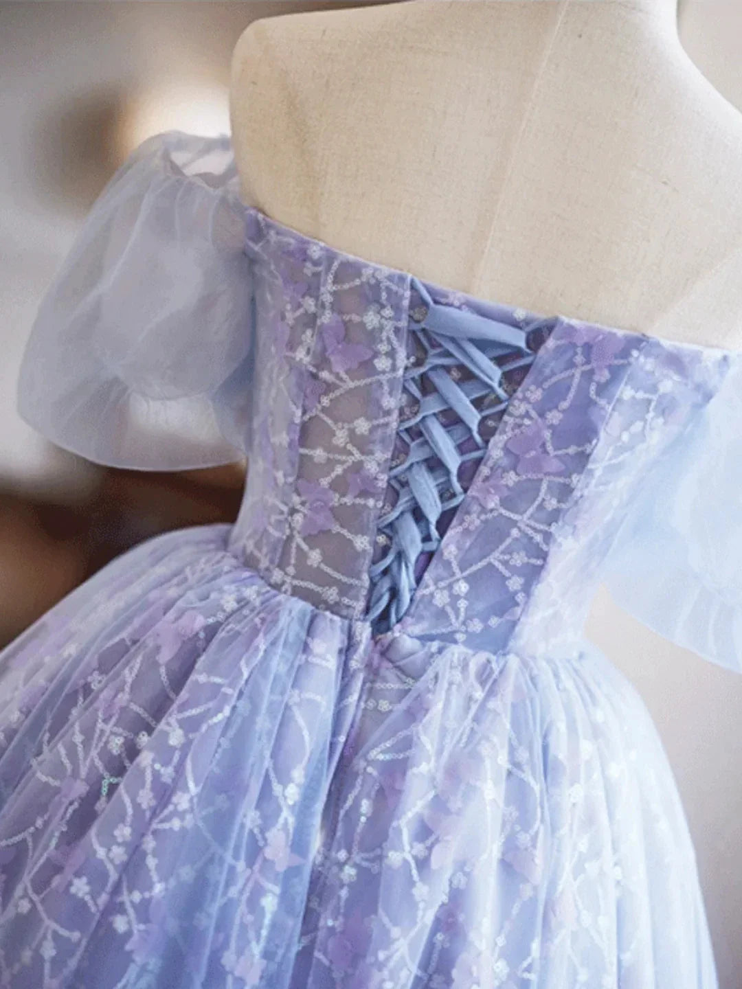 Lavender Appliques Sequins Party Dress Beautiful A-Line Short Prom Dress