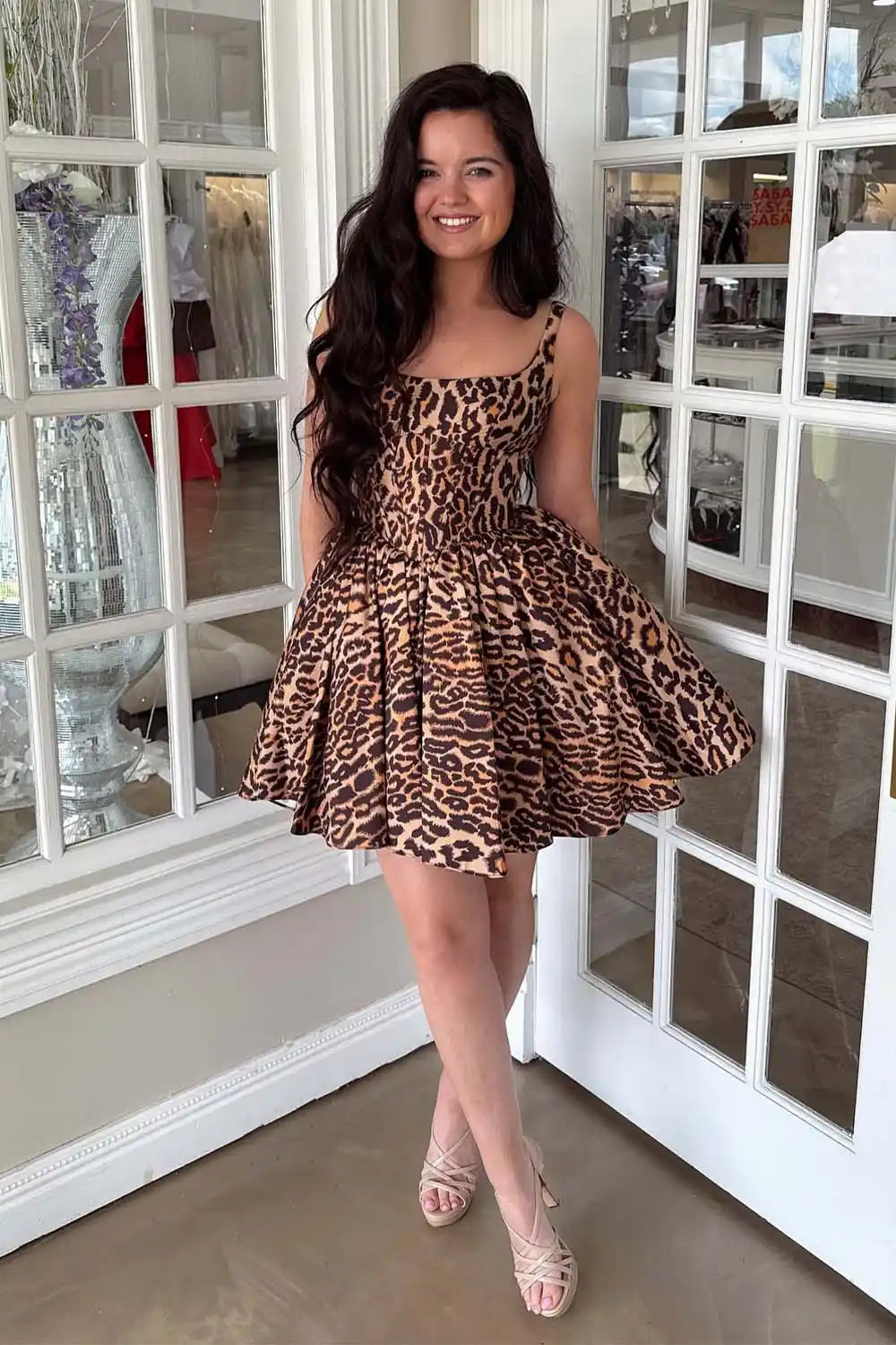 Leopard Printed Homecoming Dress