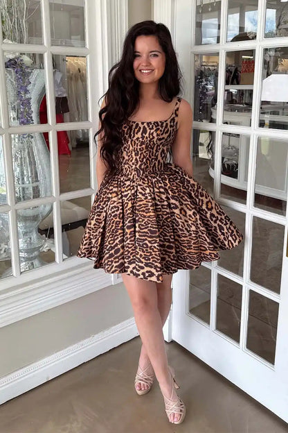 Leopard Printed Homecoming Dress