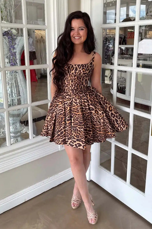 Leopard Printed Homecoming Dress