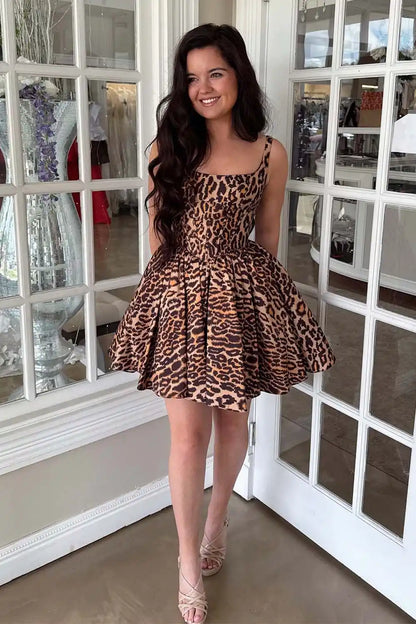 Leopard Printed Homecoming Dress