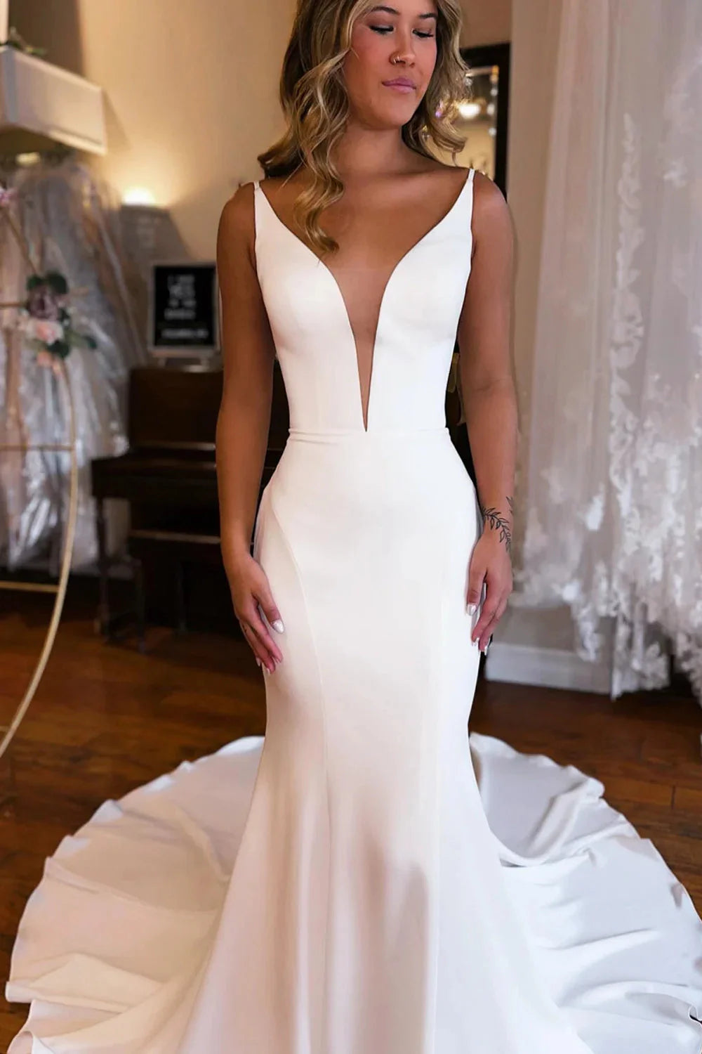 Long Satin Drop Waist Maxi Beach Summer Wedding Dress