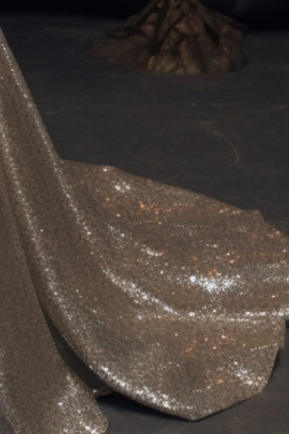 Long Silver Sequin Prom Gown