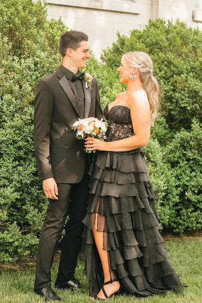 Long Tiered Pink Formal Dresses Corset Lace Prom Dress A-Line