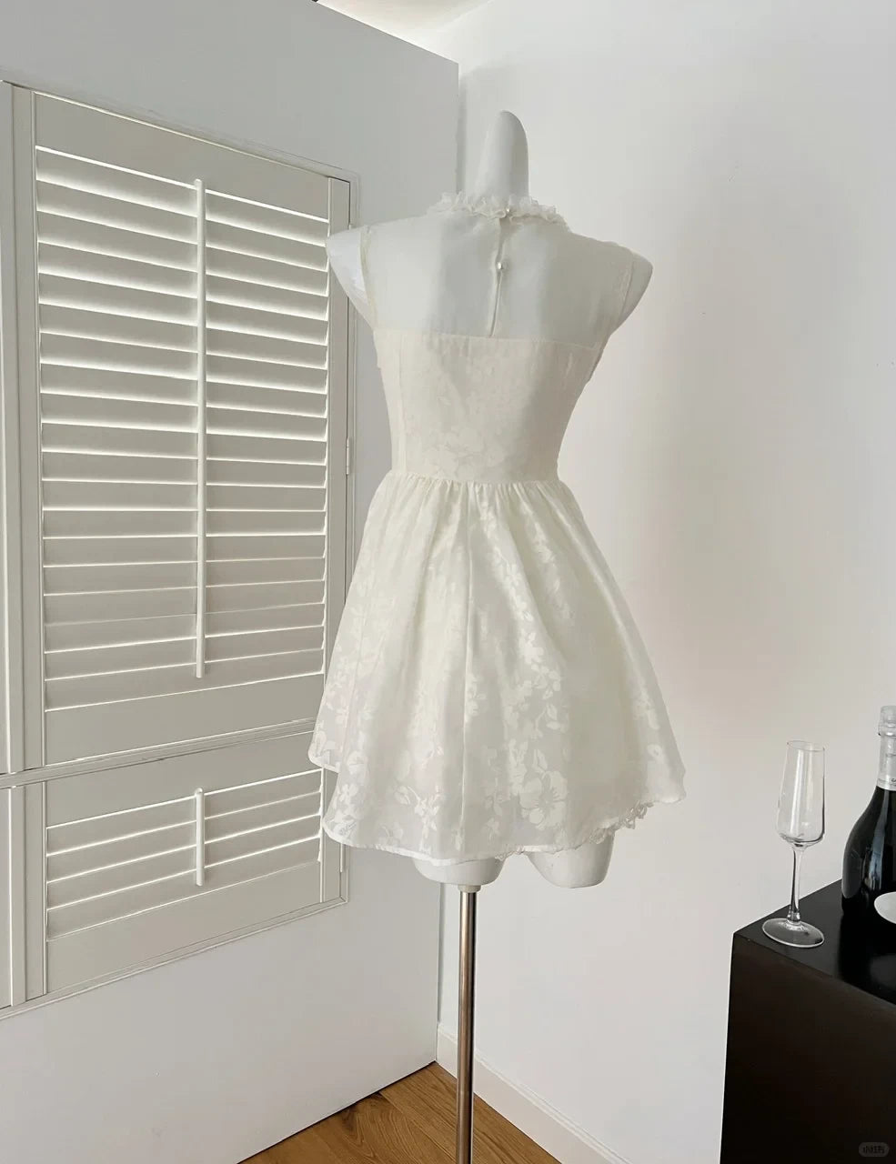 Lovely A-Line Round Neck Sleeveless Ruffled Bow-Accent Ivory Mini Homecoming Dresses