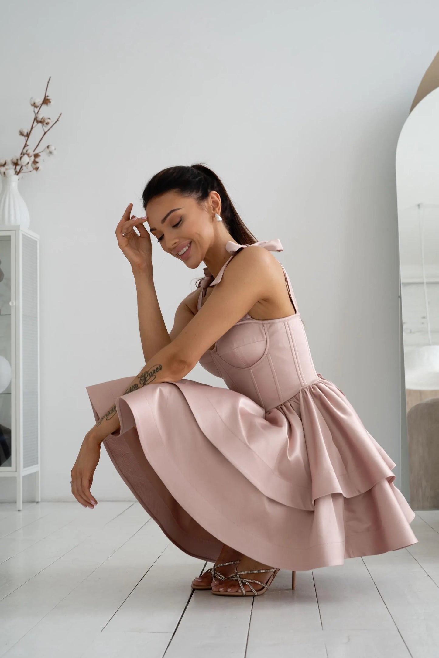 Lovely A-Line Sweetheart Corset Tiered Blush Pink Mini Homecoming Dress