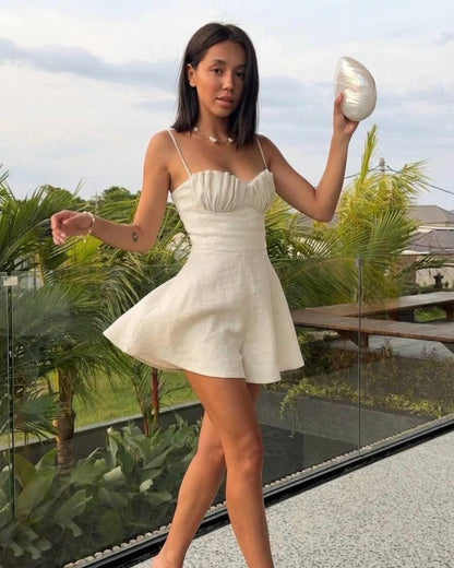 Lovely A-Line Sweetheart Ruched Bust Flared Cream Mini Homecoming Dresses