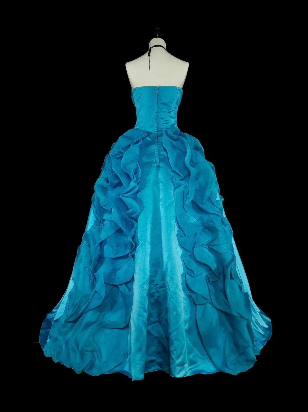 Luxury Ball Gown Strapless Sleeveless Zipper Back Floor-Length Embroidered Turquoise Formal Dress