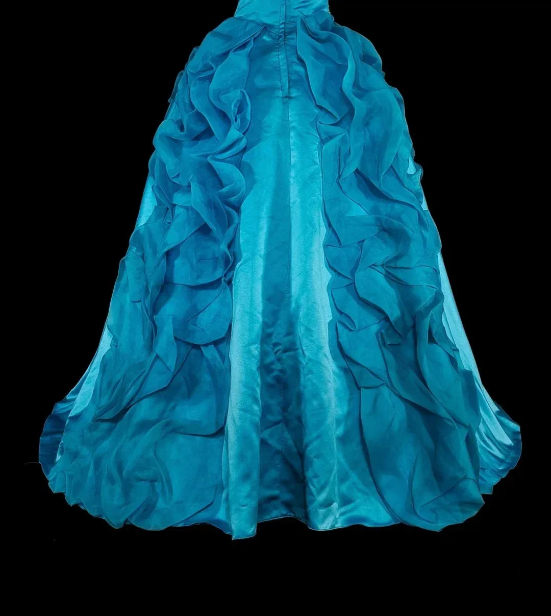 Luxury Ball Gown Strapless Sleeveless Zipper Back Floor-Length Embroidered Turquoise Formal Dress