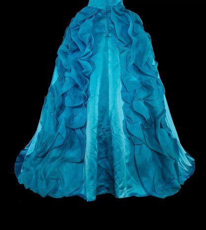 Luxury Ball Gown Strapless Sleeveless Zipper Back Floor-Length Embroidered Turquoise Formal Dress