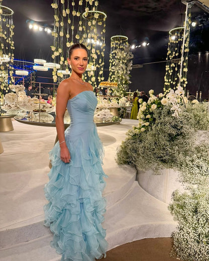 Luxury A-Line Strapless Sleeveless Backless Floor-Length Prom Dress