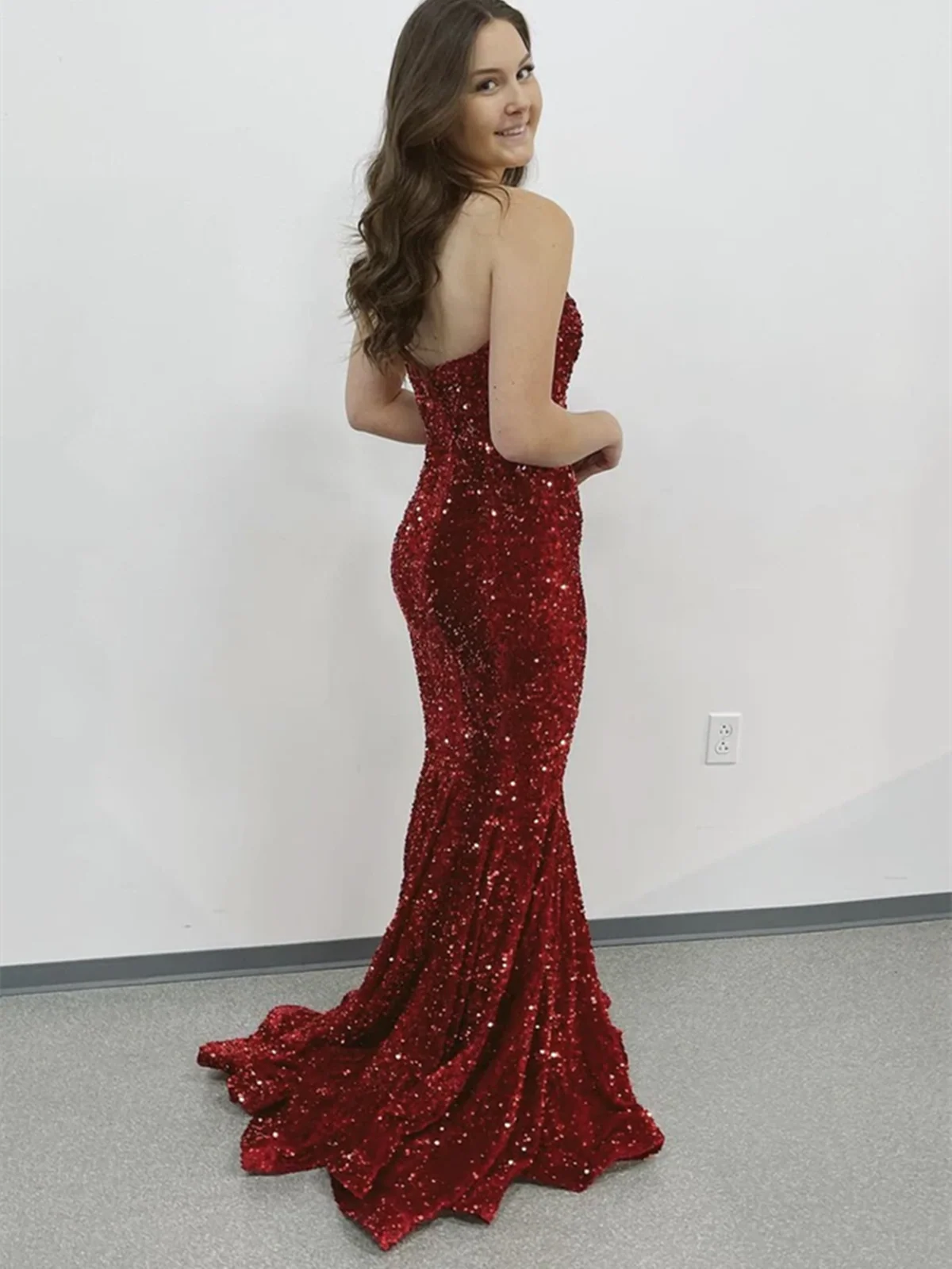Luxury Mermaid Strapless Neck Sleeveless Backless Sweep/Brush Train Prom Dress