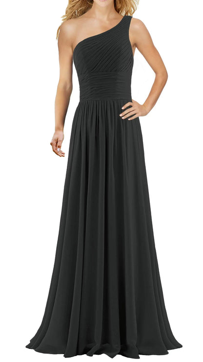 Luxury Sheath/Column One Shoulder Sleeveless Crisscross Back Floor-Length prom dress for women