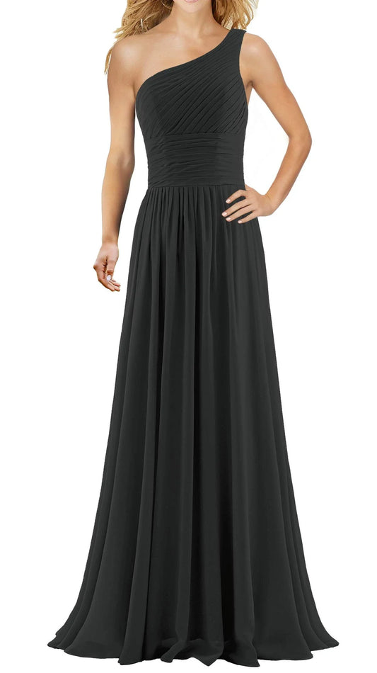 Luxury Sheath/Column One Shoulder Sleeveless Crisscross Back Floor-Length prom dress for women