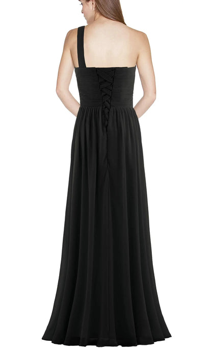 Luxury Sheath/Column One Shoulder Sleeveless Crisscross Back Floor-Length prom dress for women