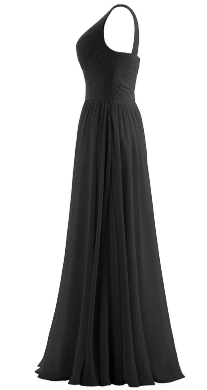 Luxury Sheath/Column One Shoulder Sleeveless Crisscross Back Floor-Length prom dress for women
