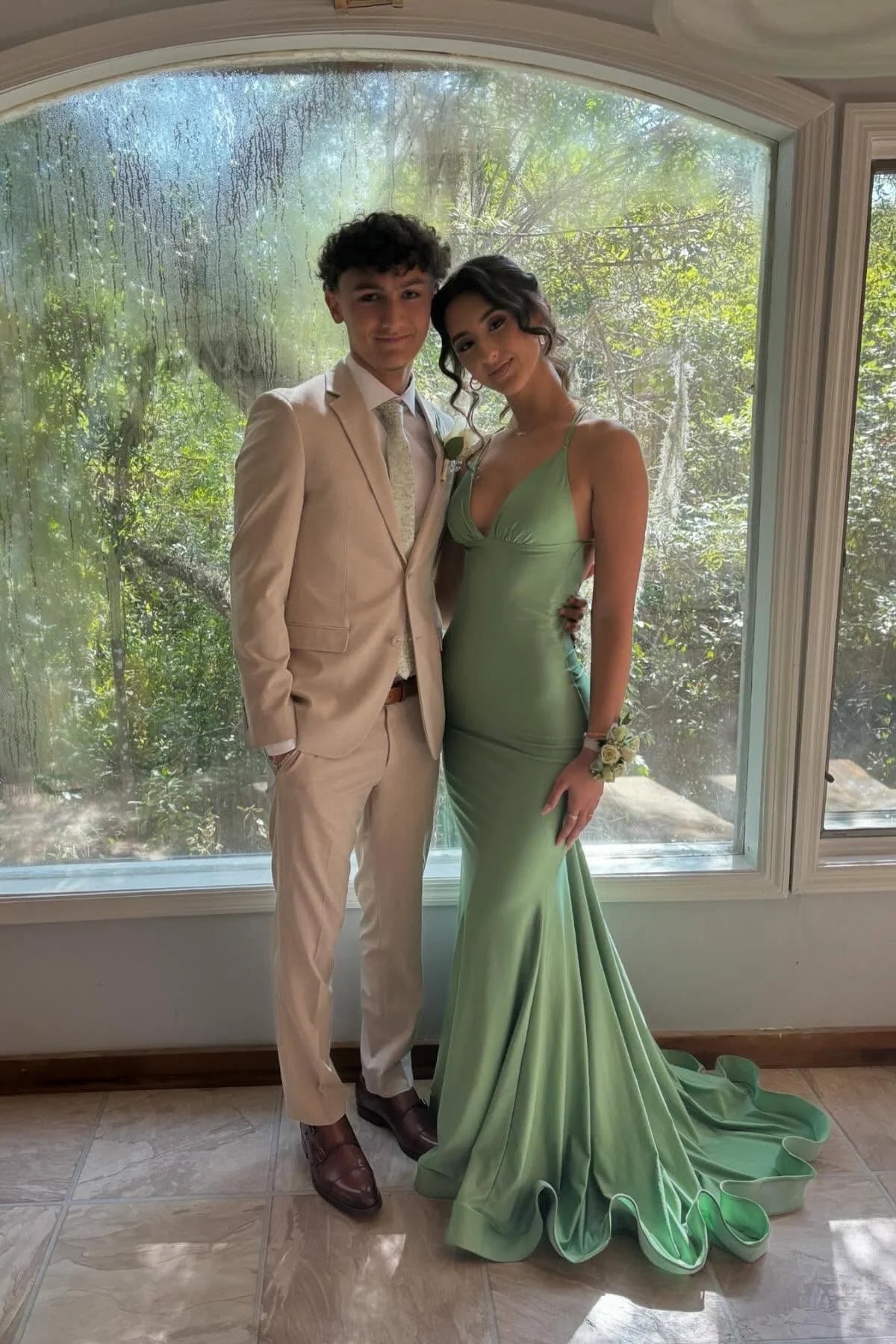 Mermaid Long Green Evening Dress Straps Satin Prom Dress UK