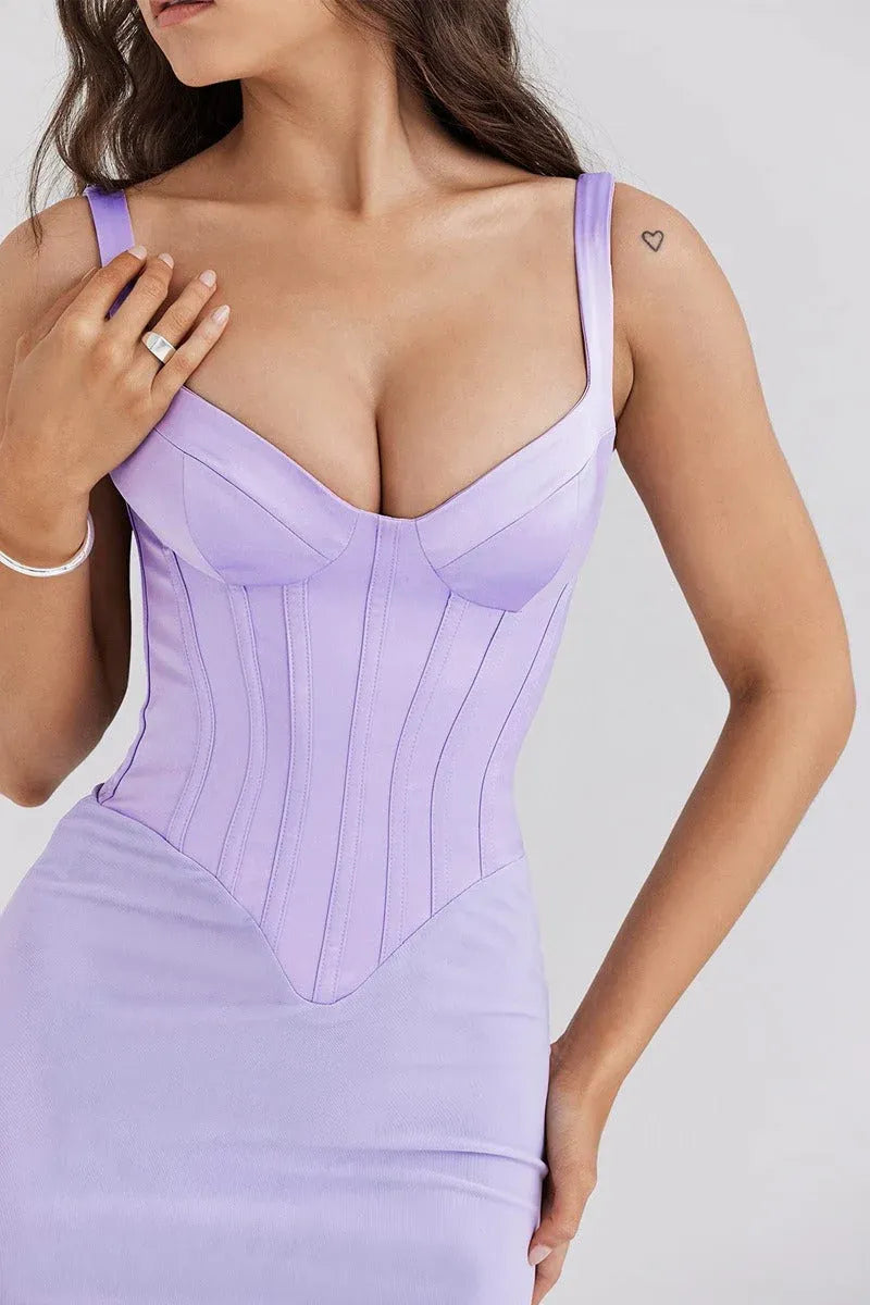 Mermaid Sweetheart Corset Lavender Floor-Length Prom Dress With Slit Back