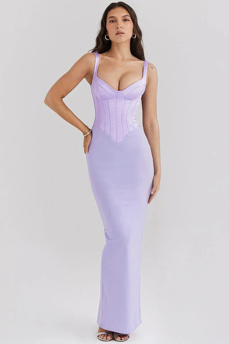 Mermaid Sweetheart Corset Lavender Floor-Length Prom Dress With Slit Back