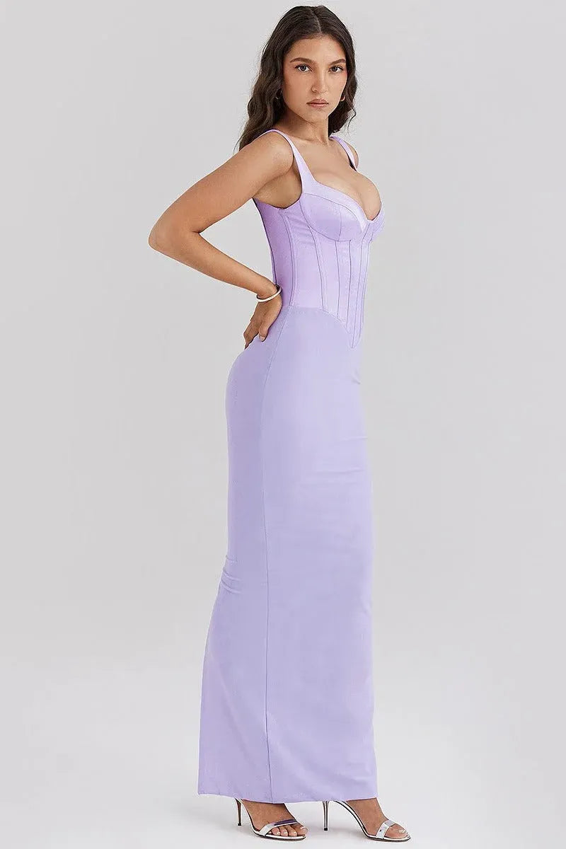 Mermaid Sweetheart Corset Lavender Floor-Length Prom Dress With Slit Back