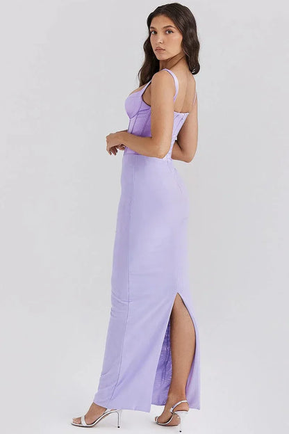 Mermaid Sweetheart Corset Lavender Floor-Length Prom Dress With Slit Back