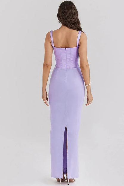 Mermaid Sweetheart Corset Lavender Floor-Length Prom Dress With Slit Back